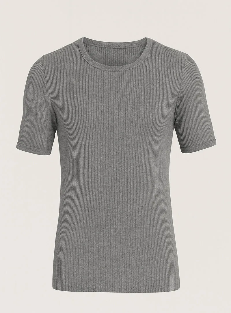 Tee-shirt thermique fin homme laine mérinos gris léger
