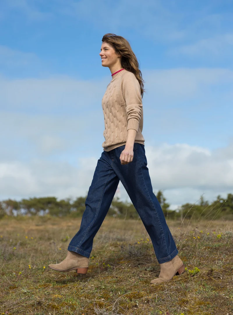 Pantalon femme 7/8ème en coton bleu