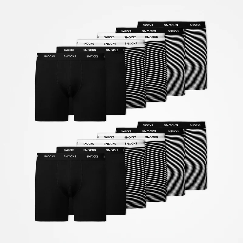 Lange Boxershorts mit Streifen | Schwarz