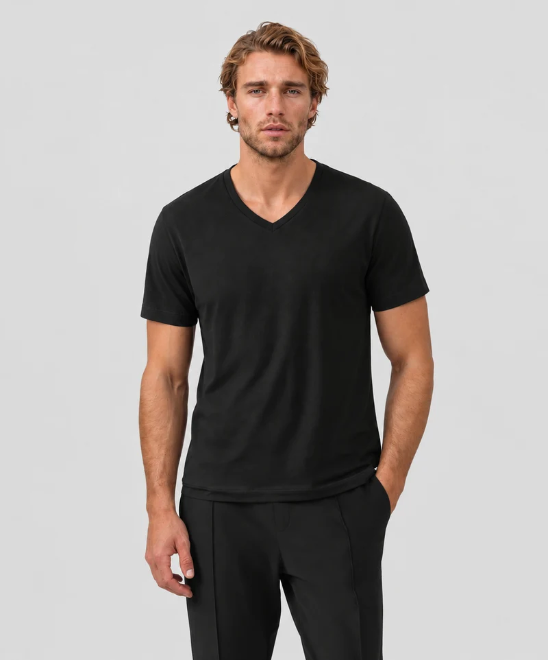 V Neck T-Shirt Eyelet Edition: Black