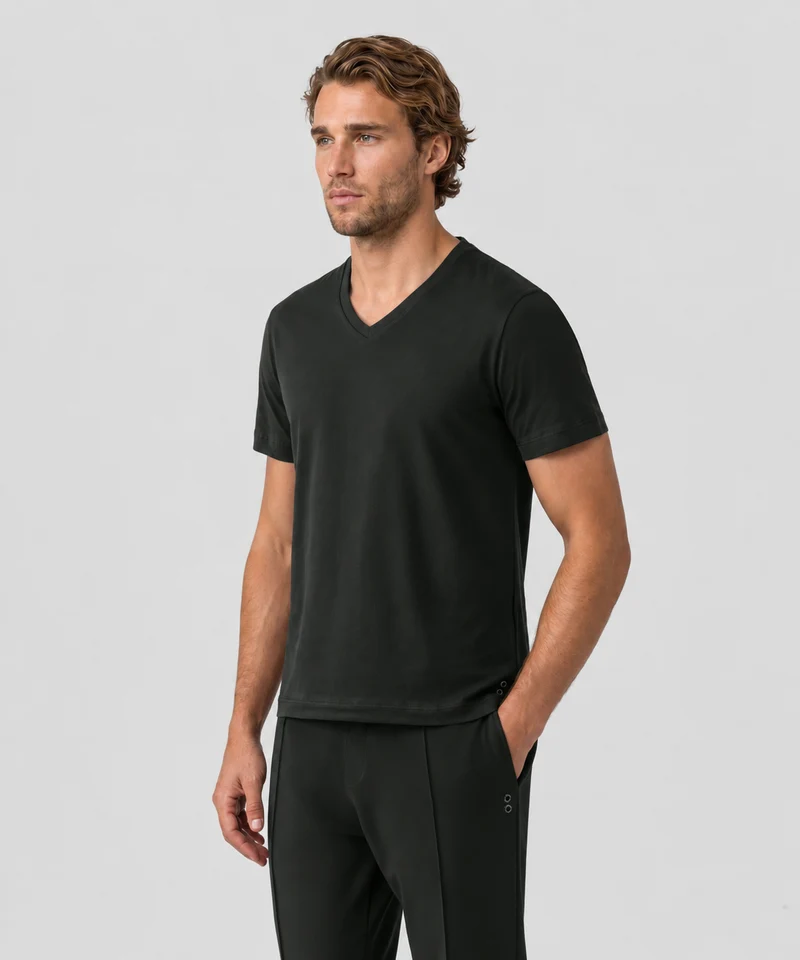 V Neck T-Shirt Eyelet Edition: Black