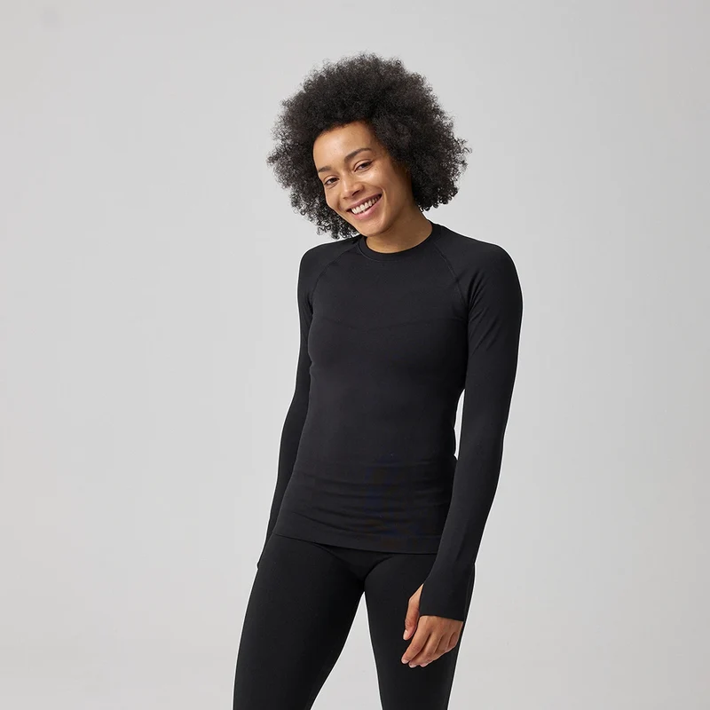 Sportshirt langarm Damen | Schwarz