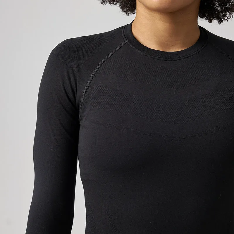 Sportshirt langarm Damen | Schwarz