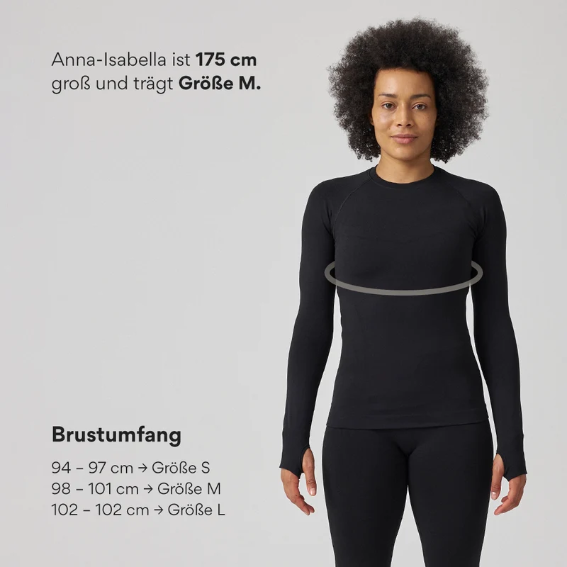 Sportshirt langarm Damen | Schwarz