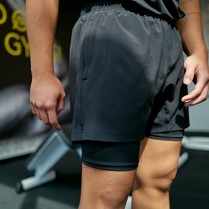 2 in 1 Shorts Herren | Schwarz