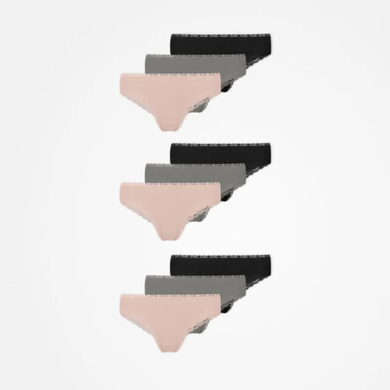 Brazilian Slips mit Spitze | Mix (Apricot/Grün/Schwarz)