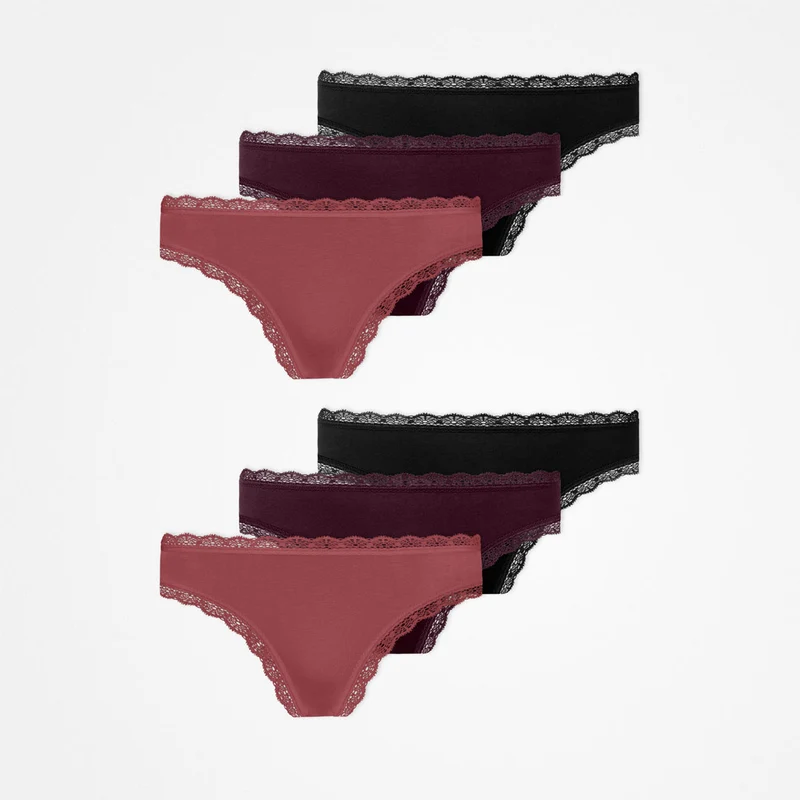 Tangas mit Spitze | Mix (Mauve/Weinrot/Schwarz)