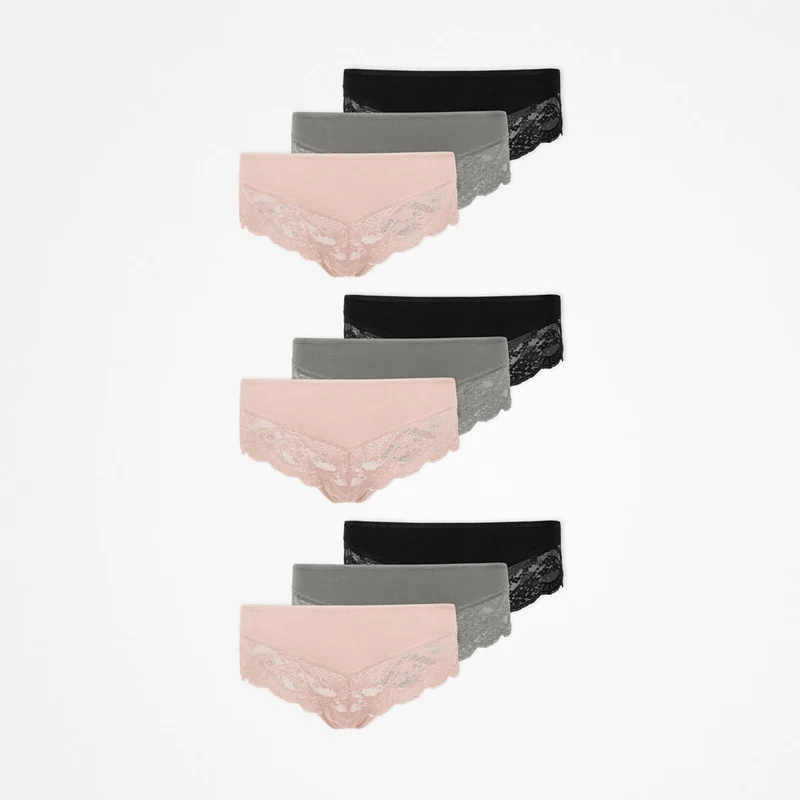 Hipster Panties mit Spitze | Mix (Apricot/Grün/Schwarz)