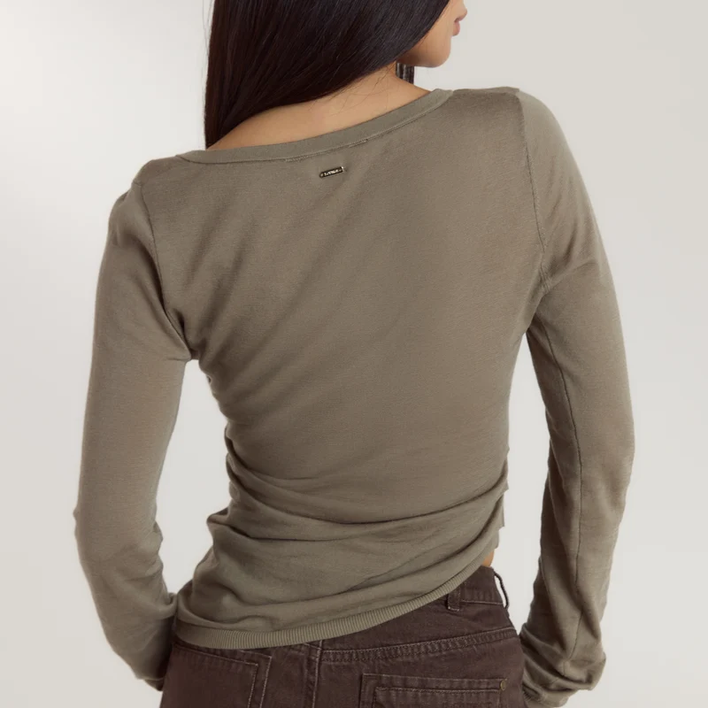 Haut Asymétrique en Maille Fine - Thym