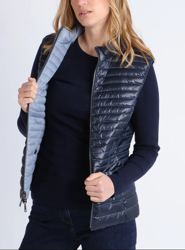 Doudoune sans manche femme réversible bleu