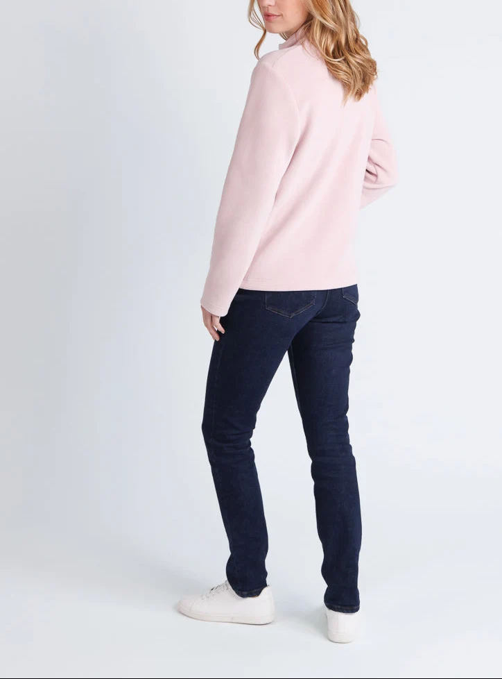 Veste polaire zippée femme rose poudre