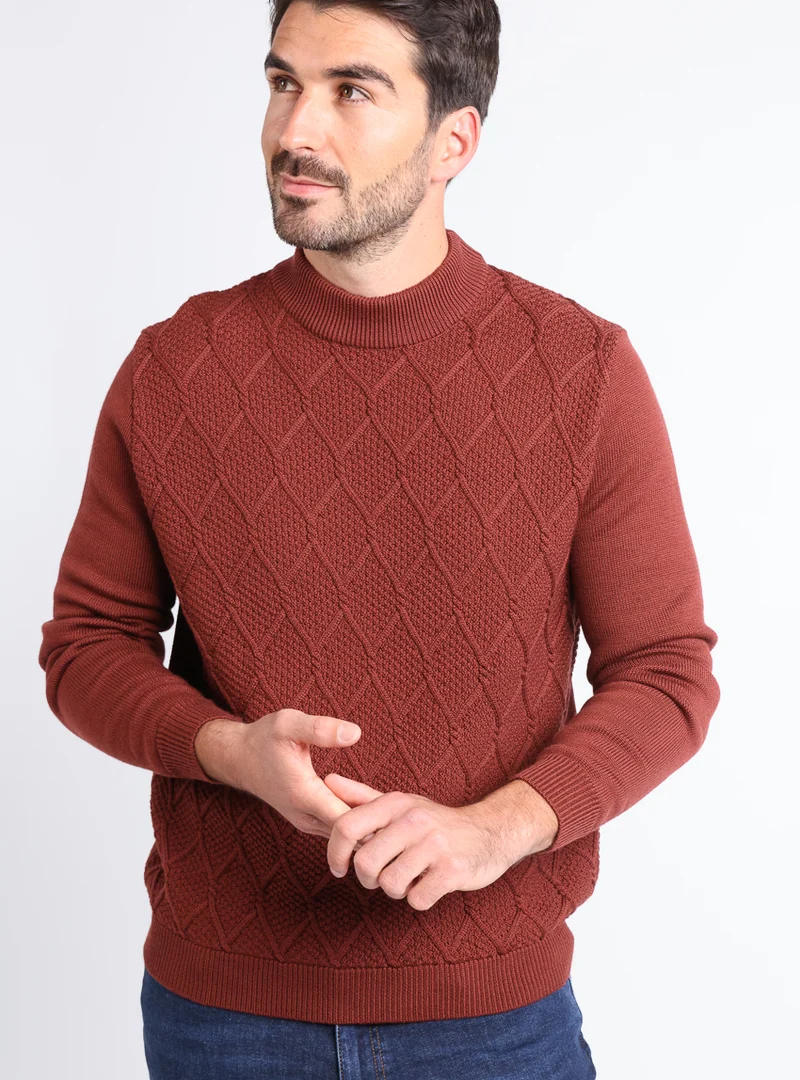 Pull homme en laine mérinos rouge