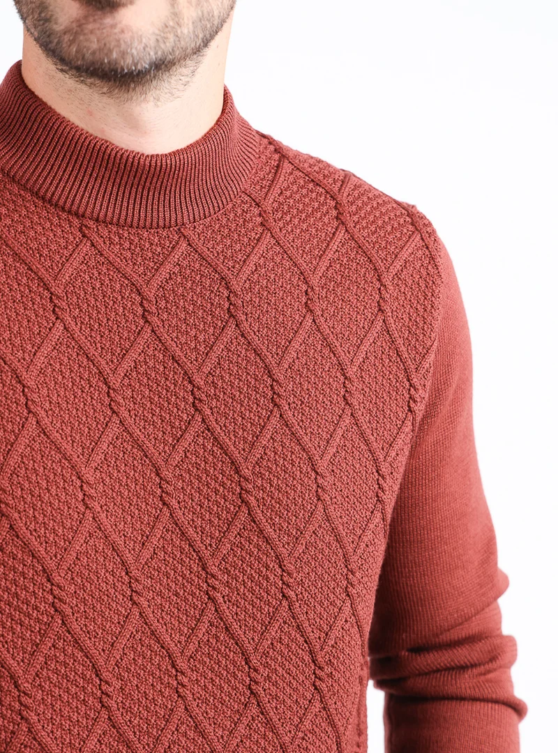 Pull homme en laine mérinos rouge