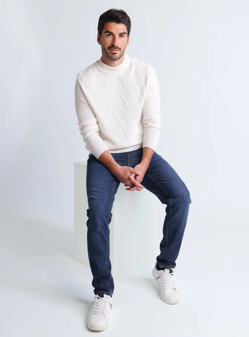 Pull homme en laine mérinos blanc naturel