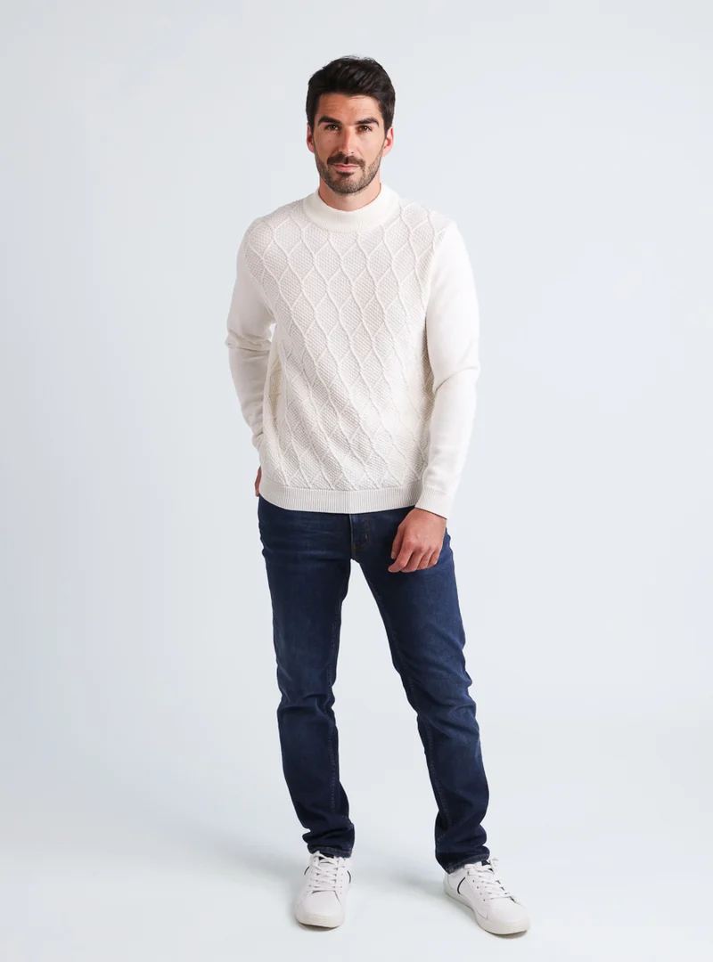 Pull homme en laine mérinos blanc naturel