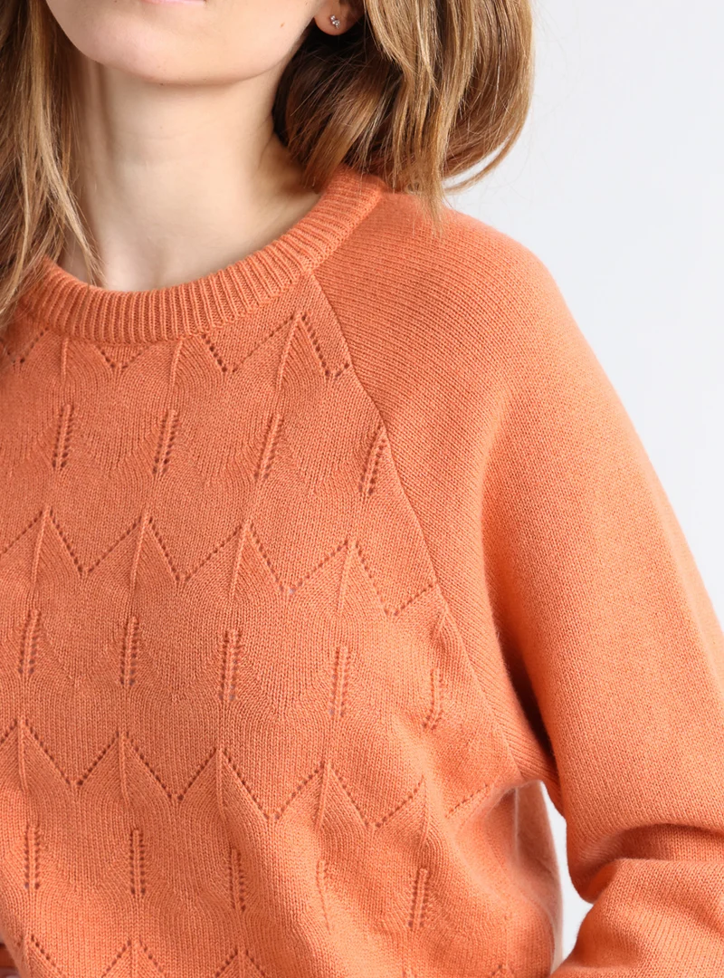 Pull femme laine et cachemire orange
