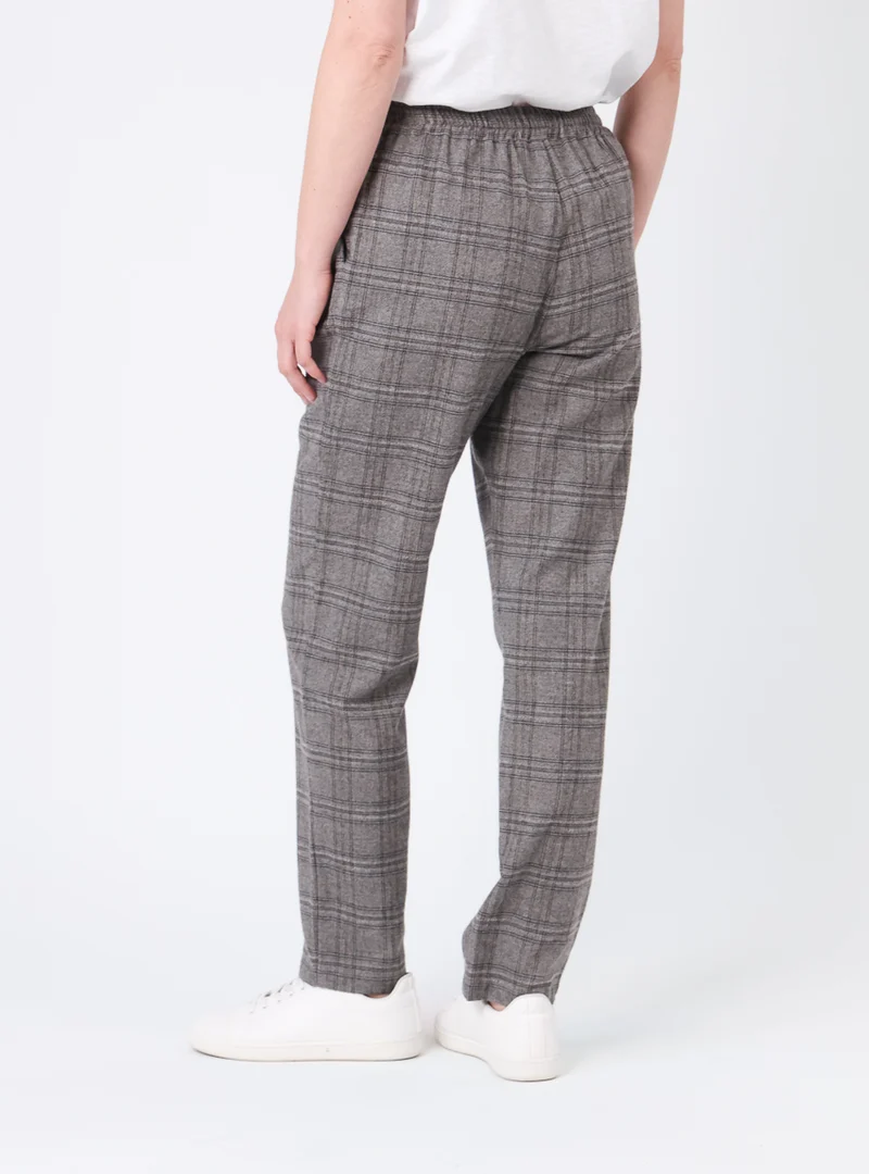 Pantalon femme carreaux gris en viscose
