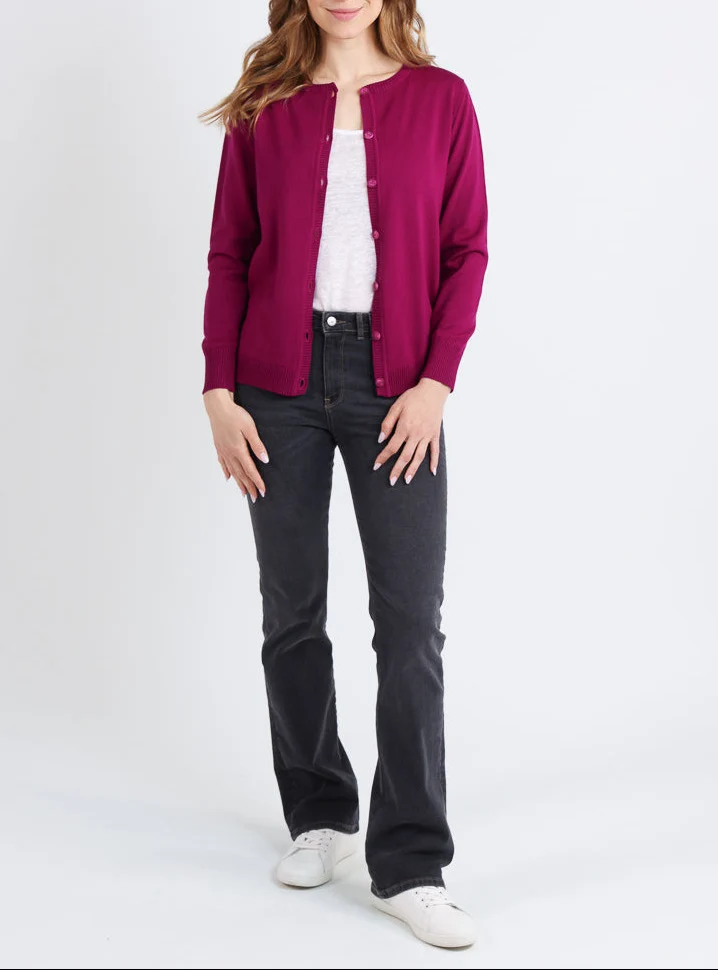 Cardigan femme en laine mérinos violet