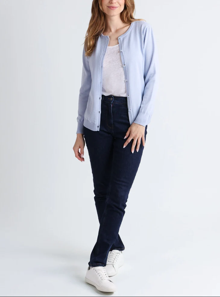 Cardigan femme en laine mérinos bleu ciel