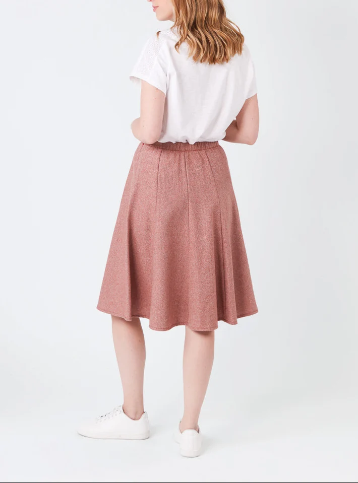 Jupe femme en laine chevrons marron