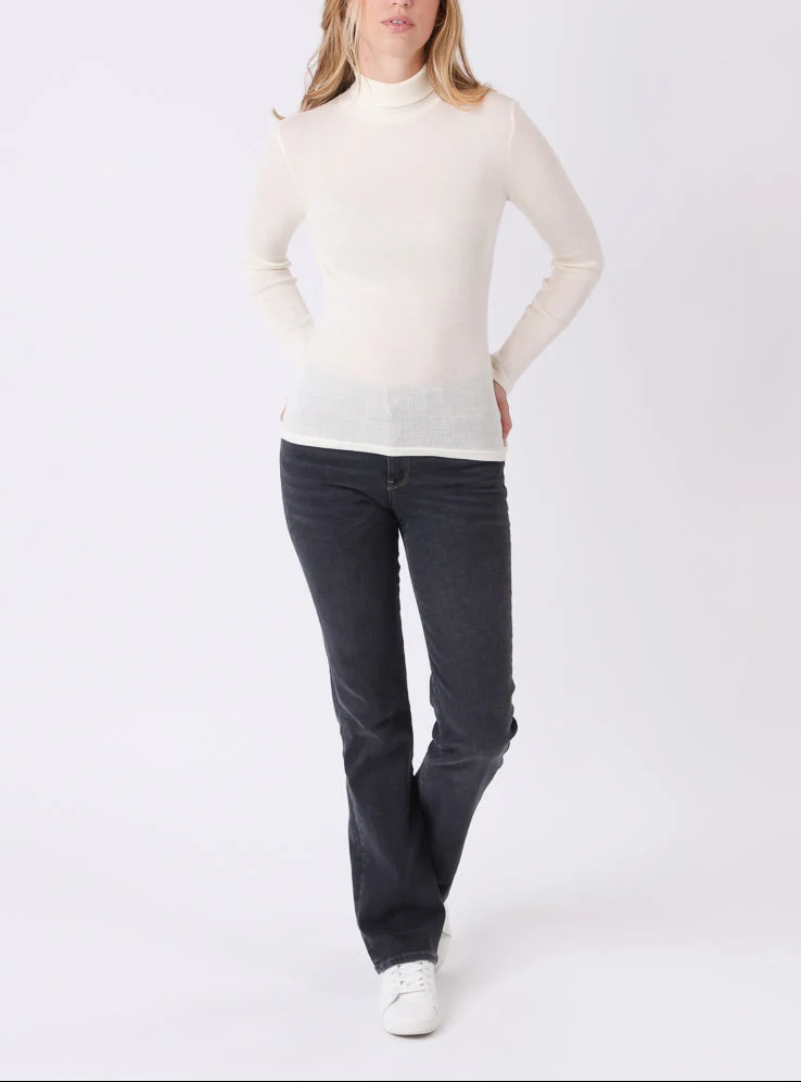 Pull chaussette col roulé laine et soie blanc