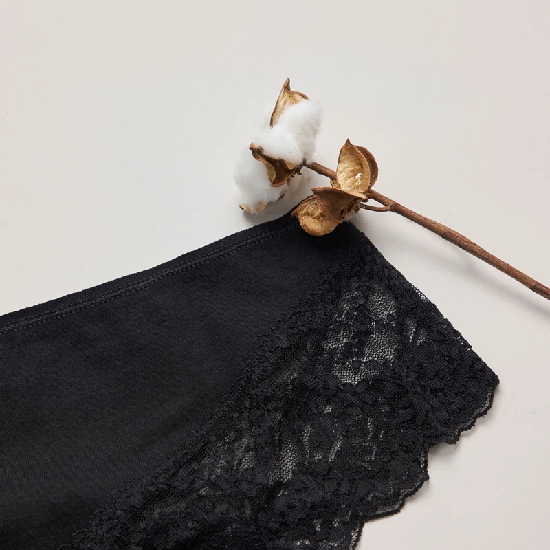 Hipster Panties mit Spitze | Schwarz