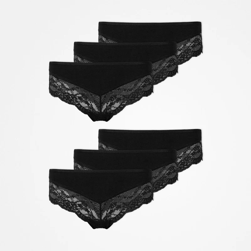 Hipster Panties mit Spitze | Schwarz