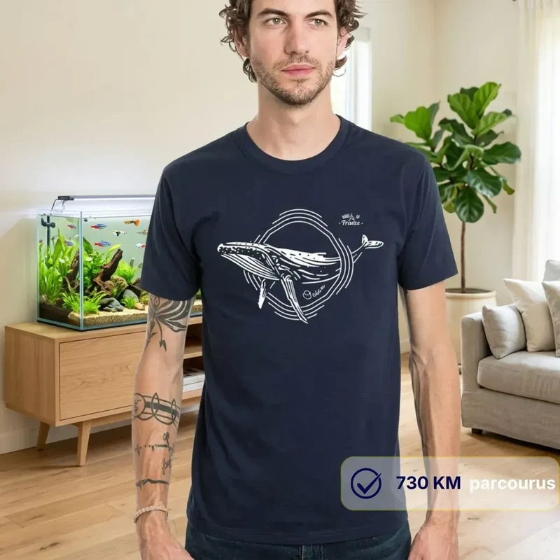 T-shirt Homme bleu | Baleine à bosse