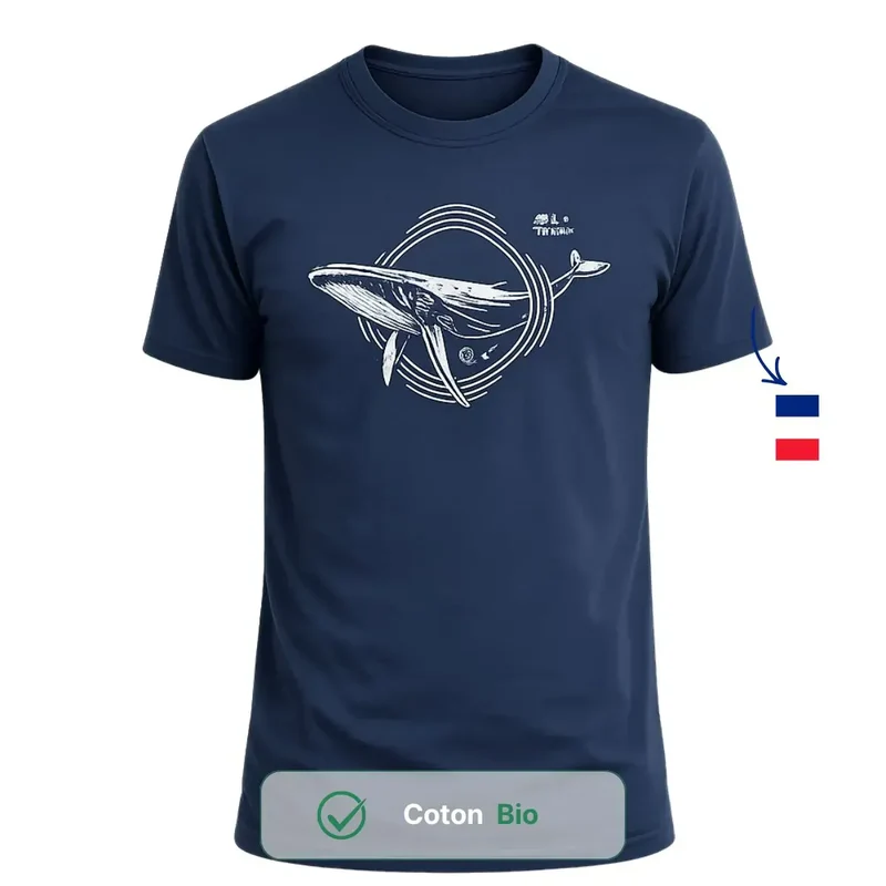 T-shirt Homme bleu | Baleine à bosse