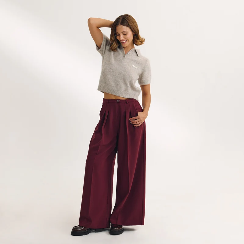 Pantalon Large - Laque cerise