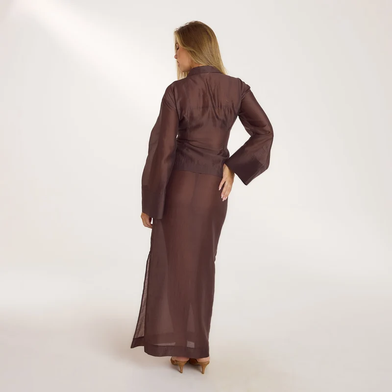 Chemise Ajustée Transparente - Chocolat