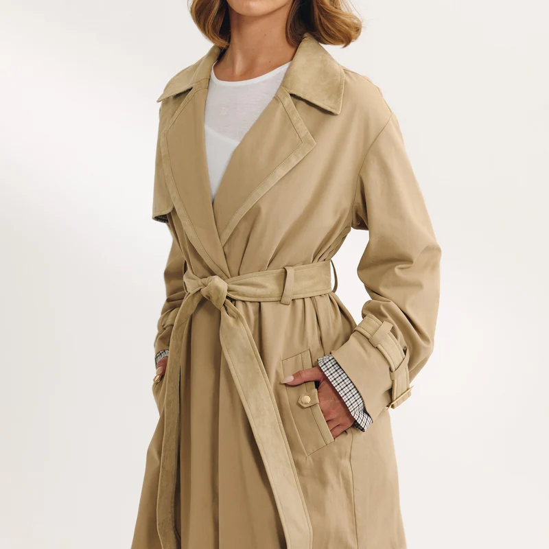 Trench avec Finitions en Daim - Sable