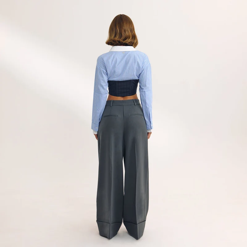 Chemise Bustier à Manches Longues - Bleu