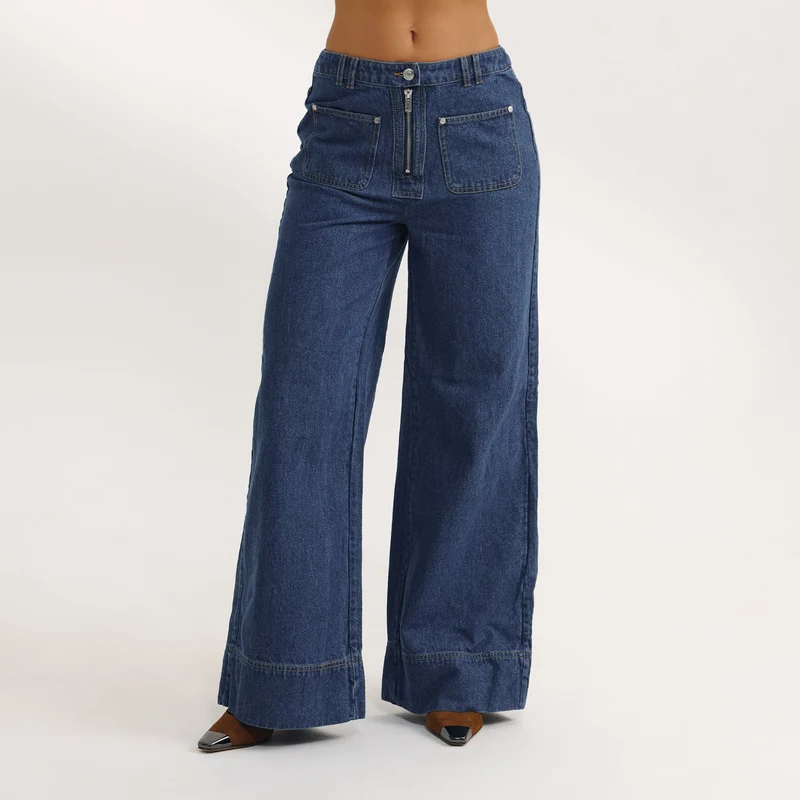 Jean Large Taille Haute - Bleu