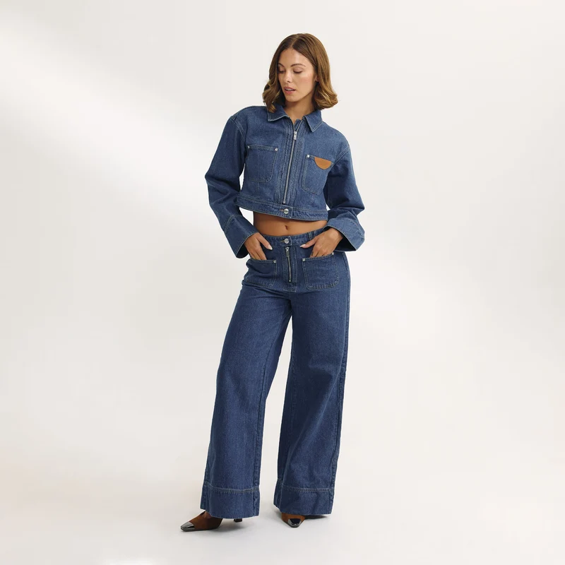 Jean Large Taille Haute - Bleu