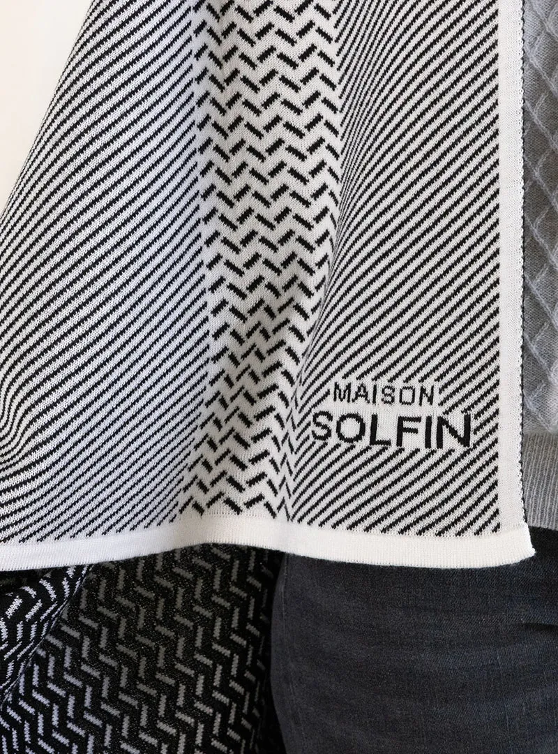 Plaid jacquard en laine mérinos noir