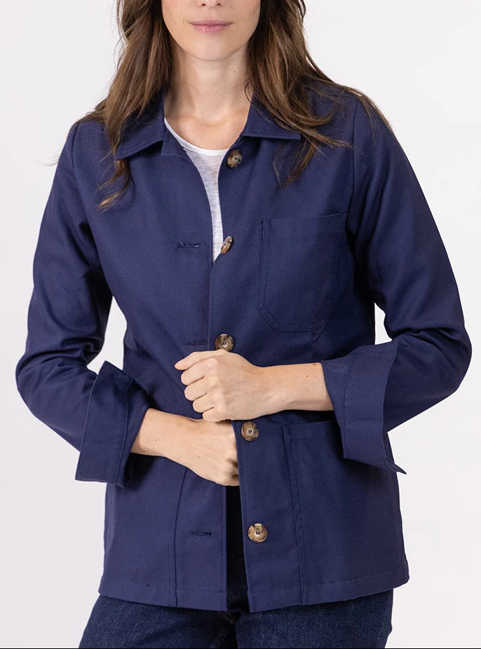 Veste femme style veste de travail bleu marine