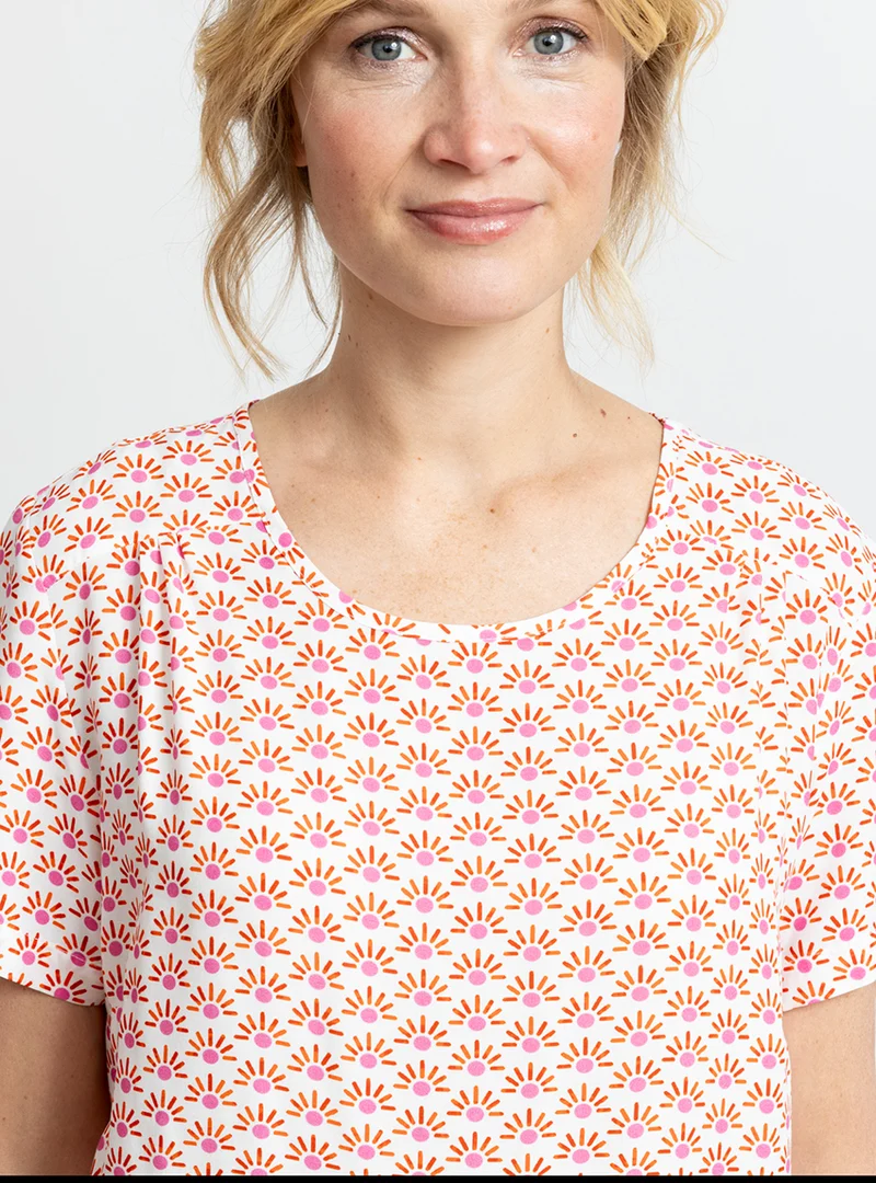 Blouse femme viscose imprimé orange