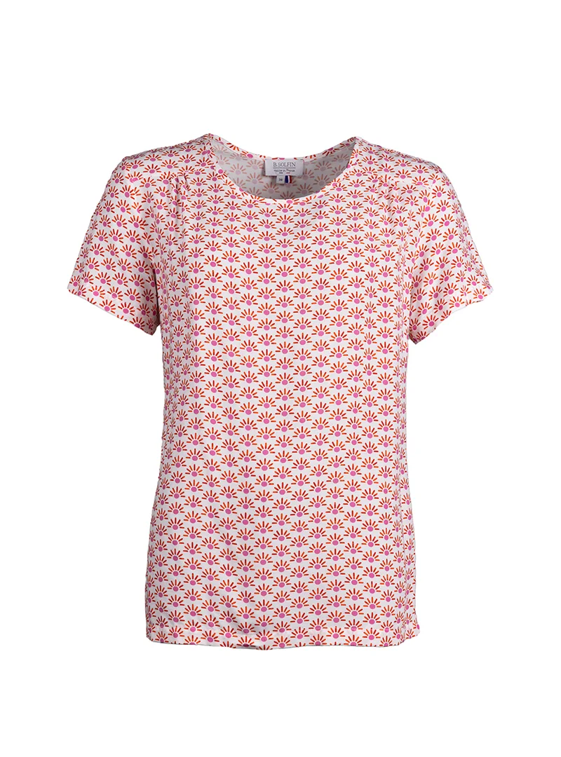 Blouse femme viscose imprimé orange