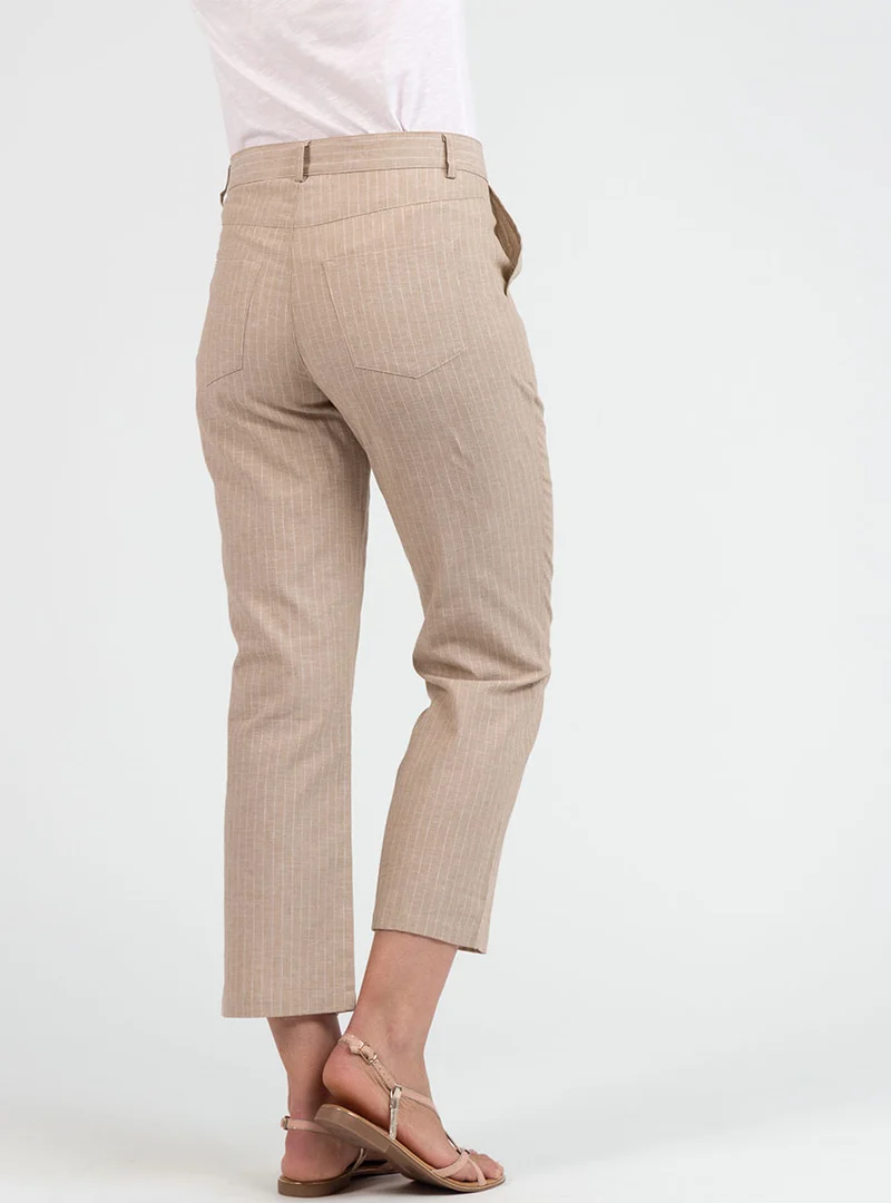Pantalon rayé beige 7/8ème femme