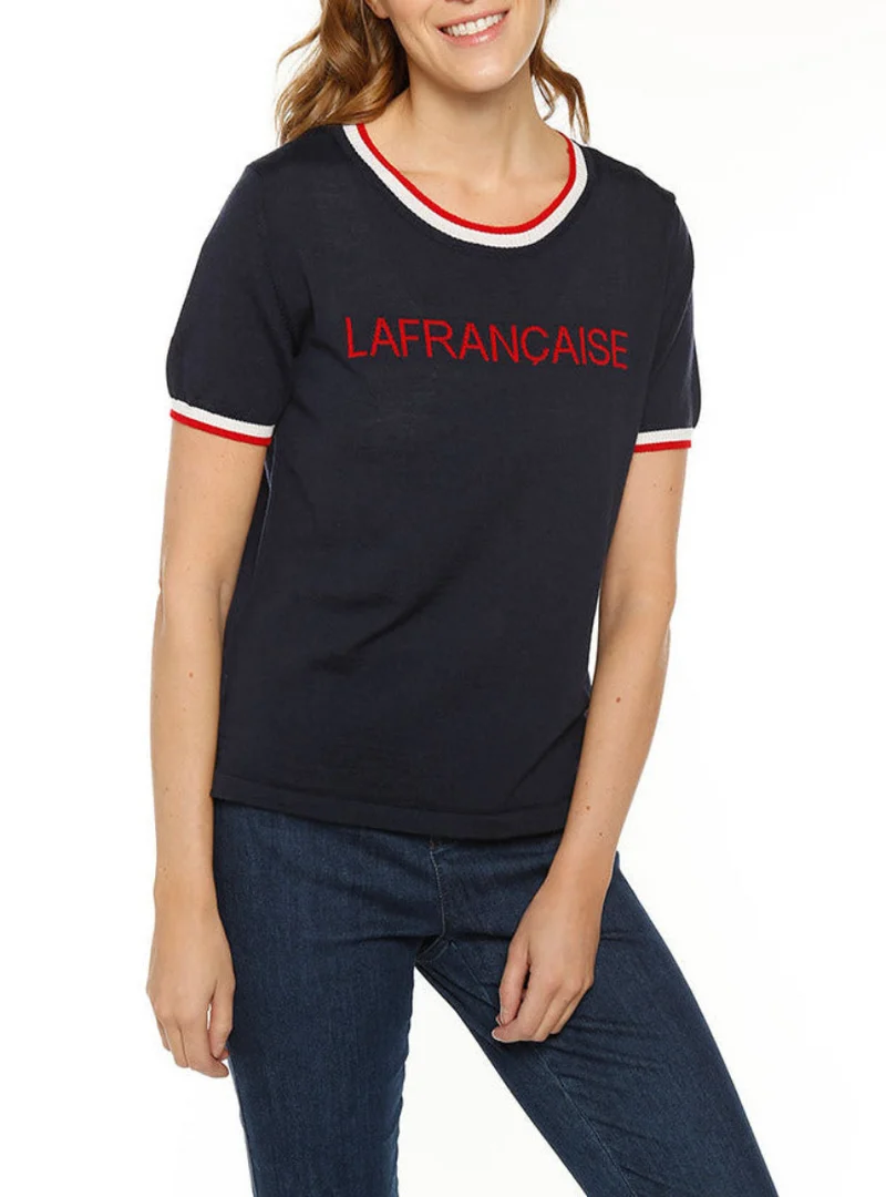 T-shirt femme en laine mérinos bleu marine