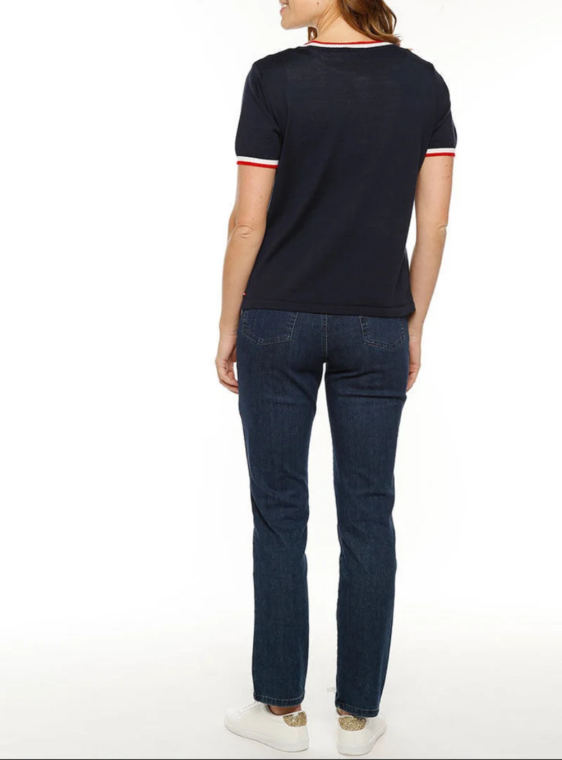 T-shirt femme en laine mérinos bleu marine