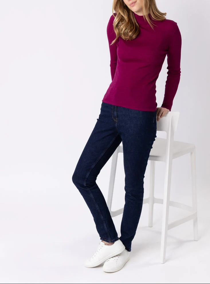 Pull chaussette femme col montant violet