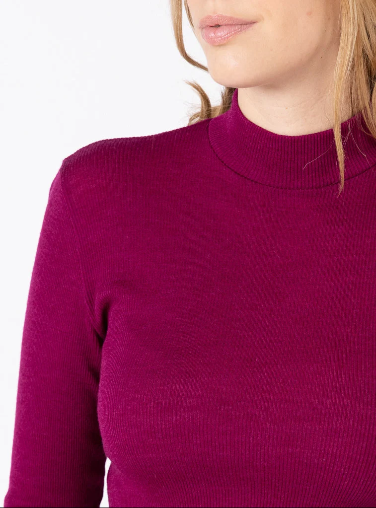 Pull chaussette femme col montant violet
