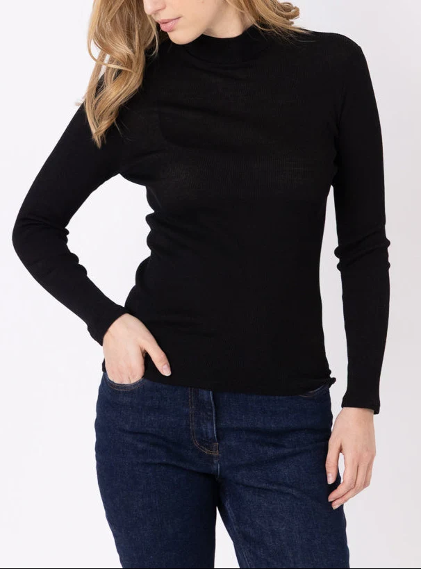 Pull chaussette femme col montant noir