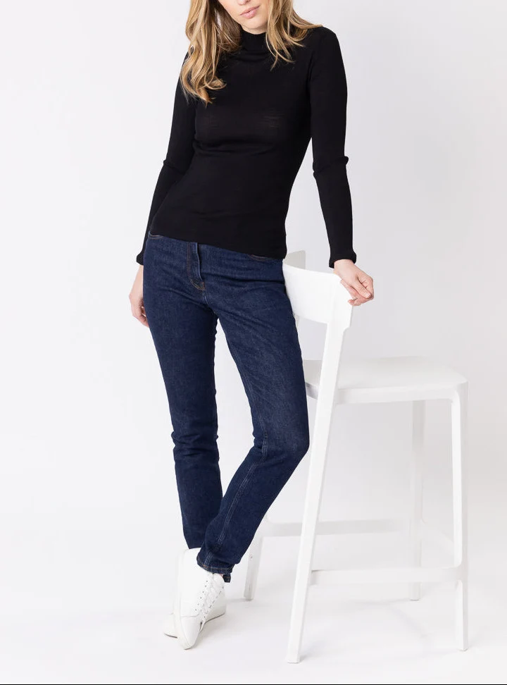 Pull chaussette femme col montant noir