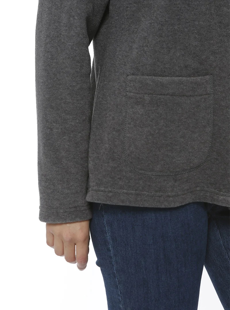 Veste polaire femme col montant gris anthracite