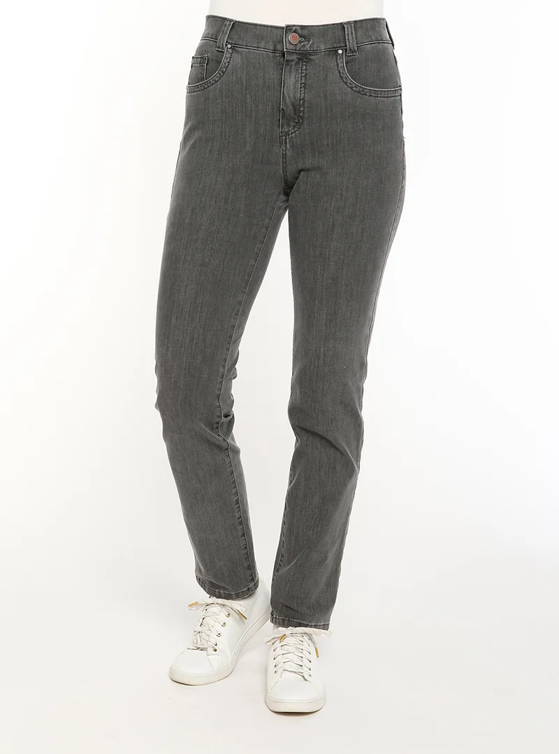 Jean femme coupe droite gris foncé