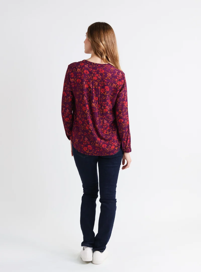 Blouse femme en viscose chaude floral violine