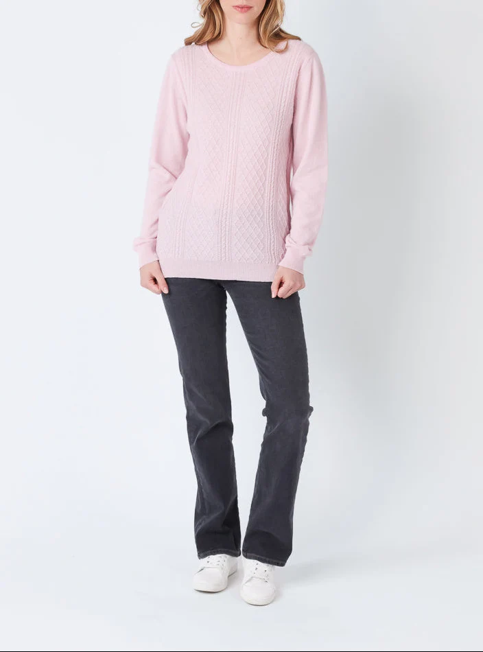Pull femme cachemire et laine rose pale